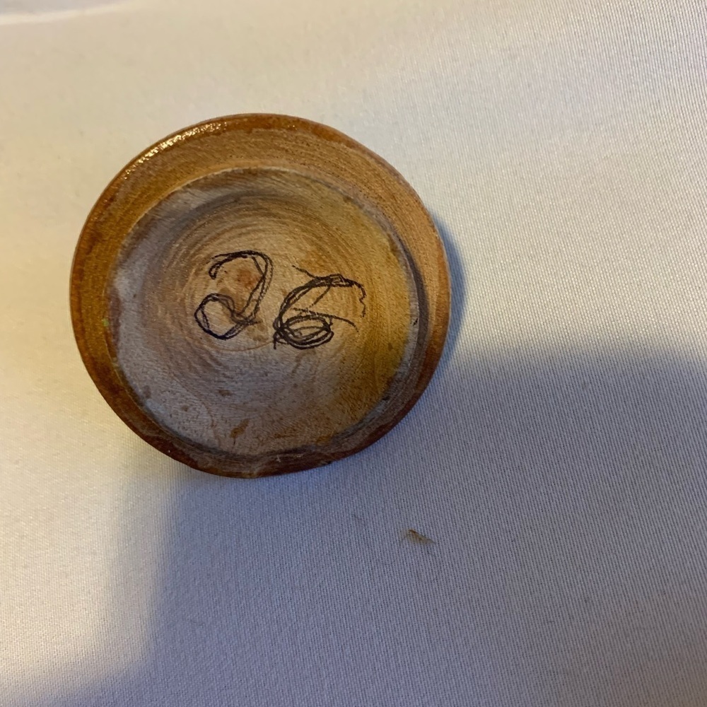 (2) Decorative Hand-Carved/Painted Turned Wood Bowls w/ Finial Knob Lids - Picture 4 of 10